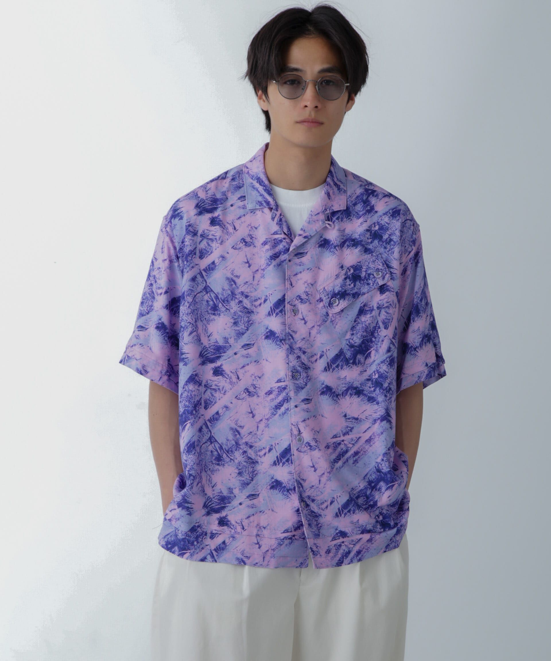 nano･universe「White Mountaineering/JUNGLE PATTERN OPEN COLLAR S/S」|シャツ・ブラウス|