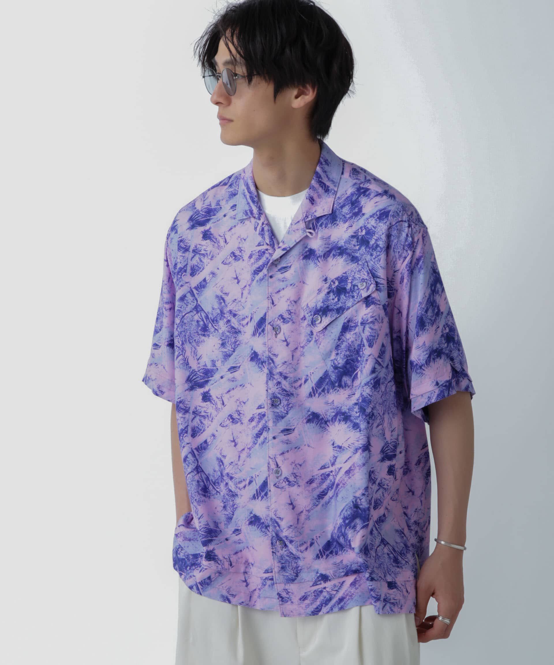 nano･universe「White Mountaineering/JUNGLE PATTERN OPEN COLLAR S/S」|シャツ・ブラウス|