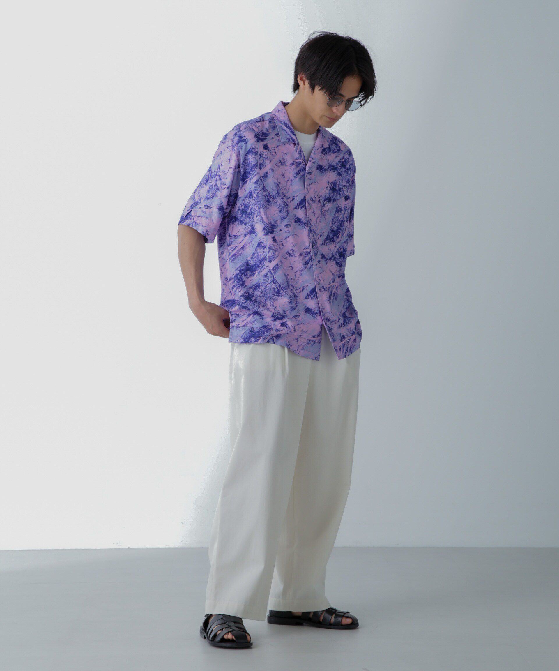 nano･universe「White Mountaineering/JUNGLE PATTERN OPEN COLLAR S/S」|シャツ・ブラウス|