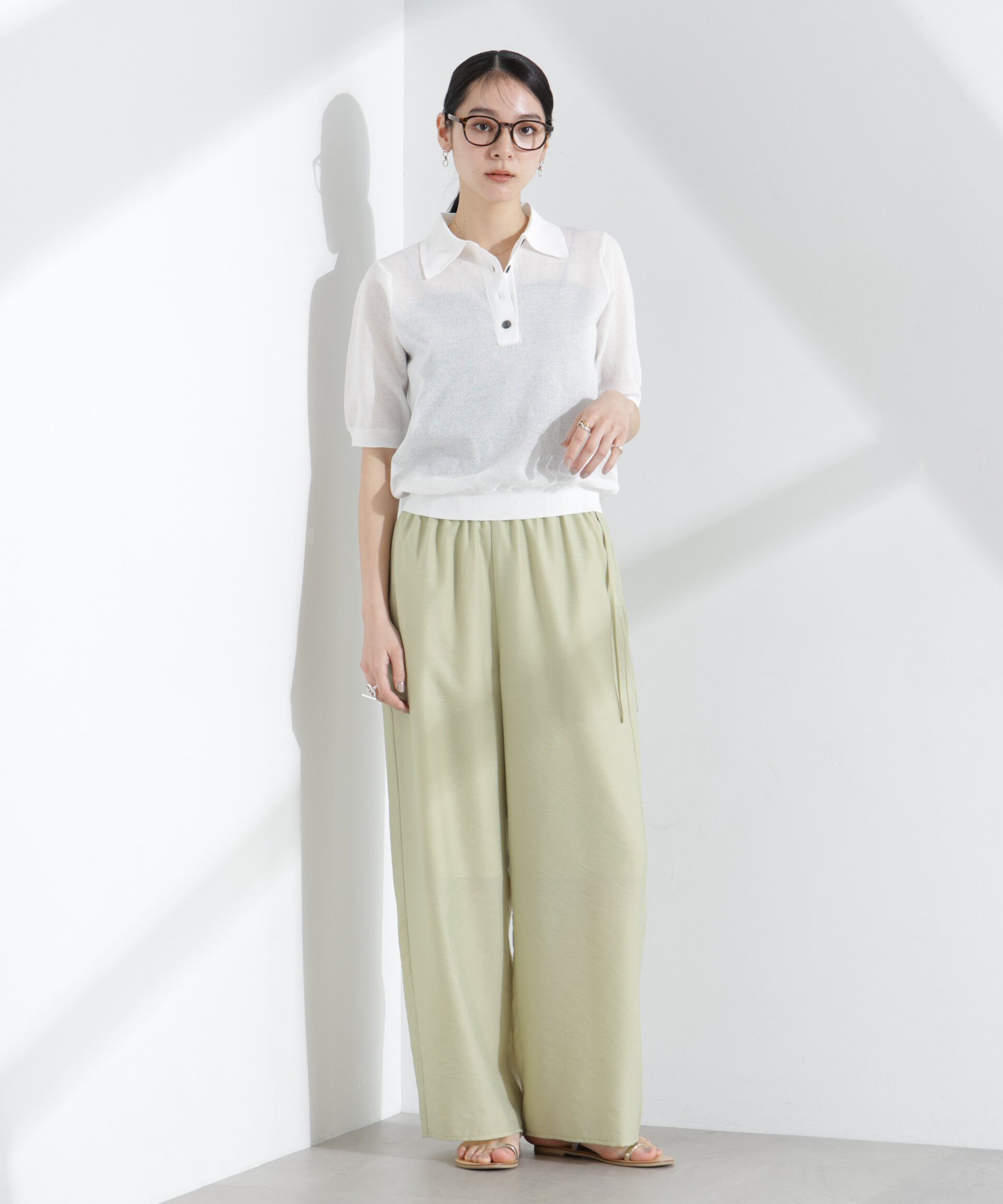 nano･universe「シアーミラノリブニットポロ」|ニット・セーター|