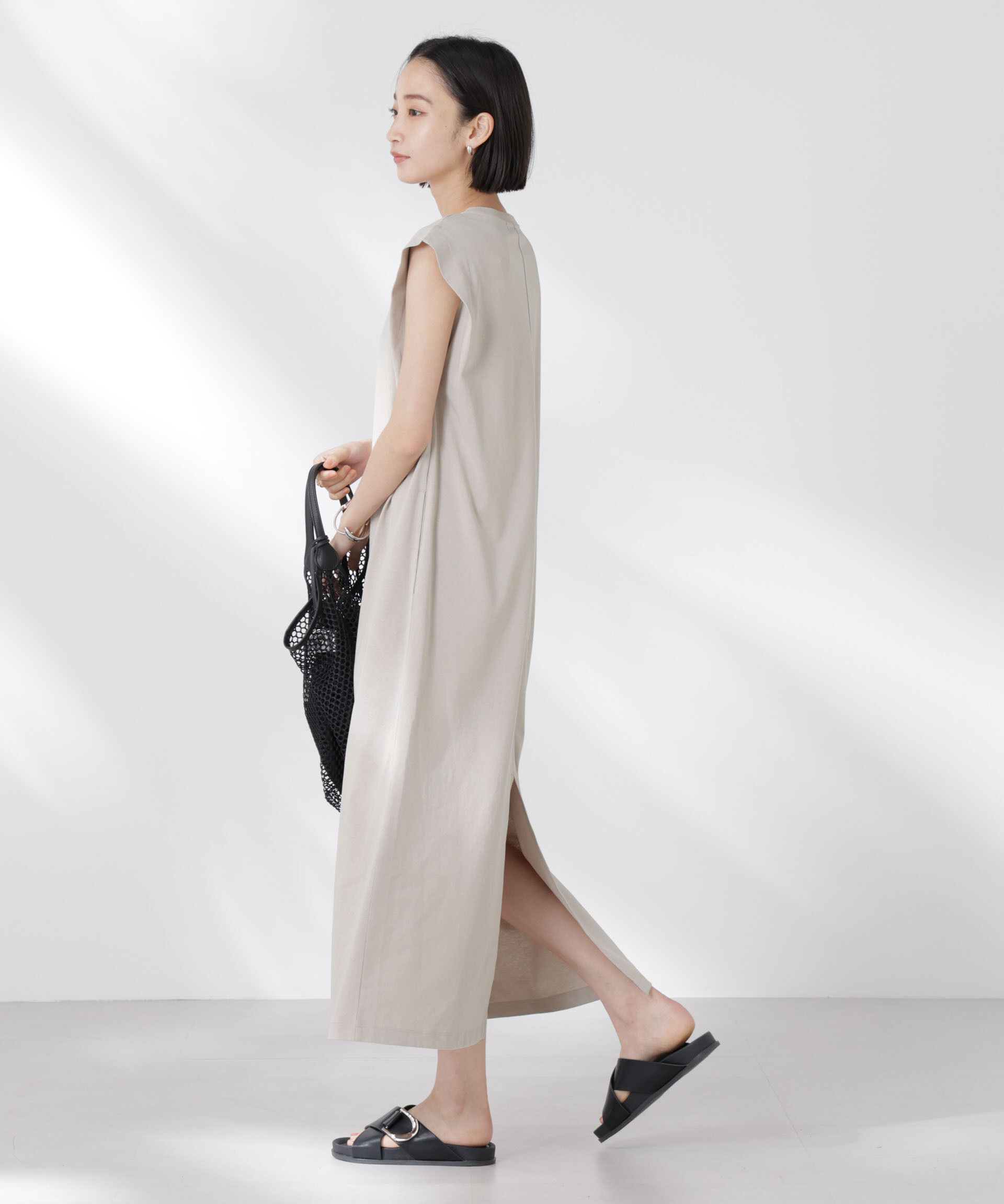 nano･universe「STORATECH 機能素材タックスリーブカットワンピース」|ワンピース|