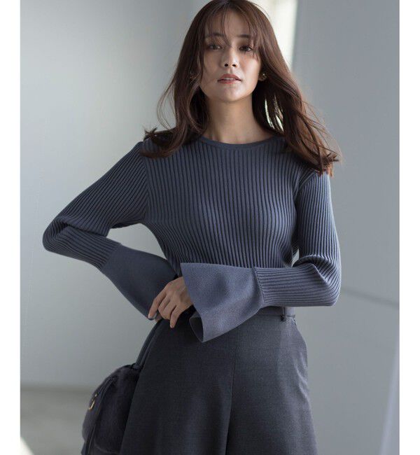 組曲「【WEB限定】ELENAフレアスリーブ リブニット」|ニット・セーター|ﾁｬｺｰﾙｸ