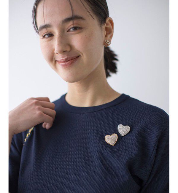 組曲「【人気につき再販決定！】ハートストーンブローチ」|ブローチ・コサージュ|ゴールド系