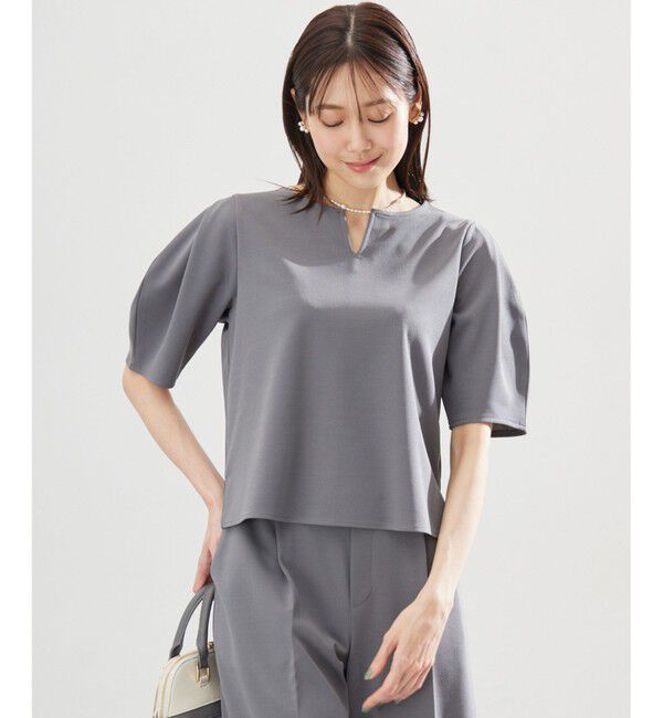 組曲「【WEB限定】ジョーゼットジャージーランタンスリーブ5分袖 ブラウス」|シャツ・ブラウス|