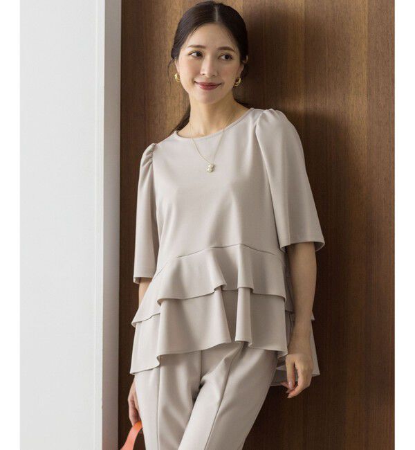 組曲「ご好評につき追加生産【WEB限定】ジョーゼットジャージーティアード ブラウス」|シャツ・ブラウス|ベージュ系