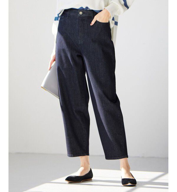 自由区「【洗える】ウスカルデニム カーブパンツ」|デニム|インディゴ