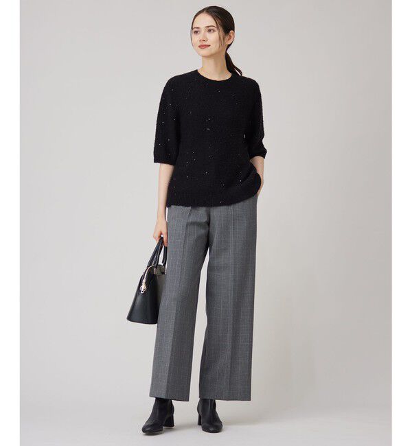 自由区「【撥水加工・洗える】TRギャバ裏起毛チェック柄ワイド パンツ」|その他|