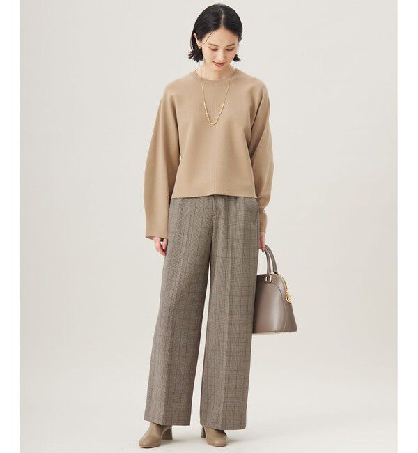 自由区「【撥水加工・洗える】TRギャバ裏起毛チェック柄ワイド パンツ」|その他|