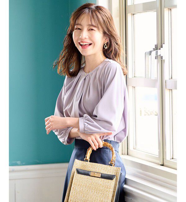 ANY SIS「【接触冷感・吸水速乾・UVケア】エアリードレープスムース 七分袖ブラウス」|シャツ・ブラウス|