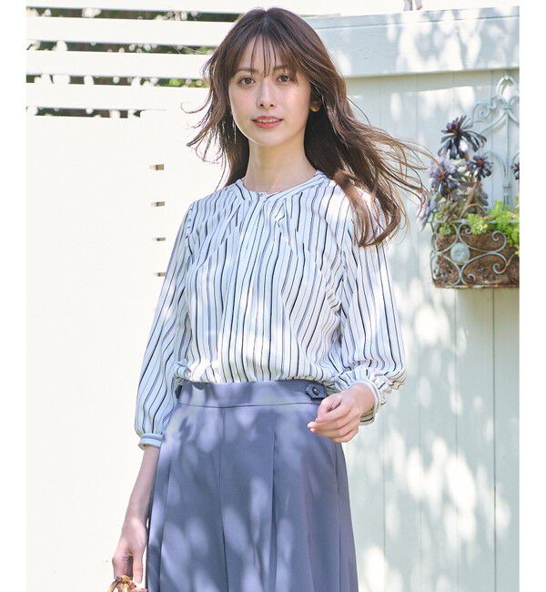 ANY SIS「【接触冷感・吸水速乾・UVケア】エアリードレープスムース 七分袖ブラウス」|シャツ・ブラウス|ｵﾌｽﾄﾗｲ