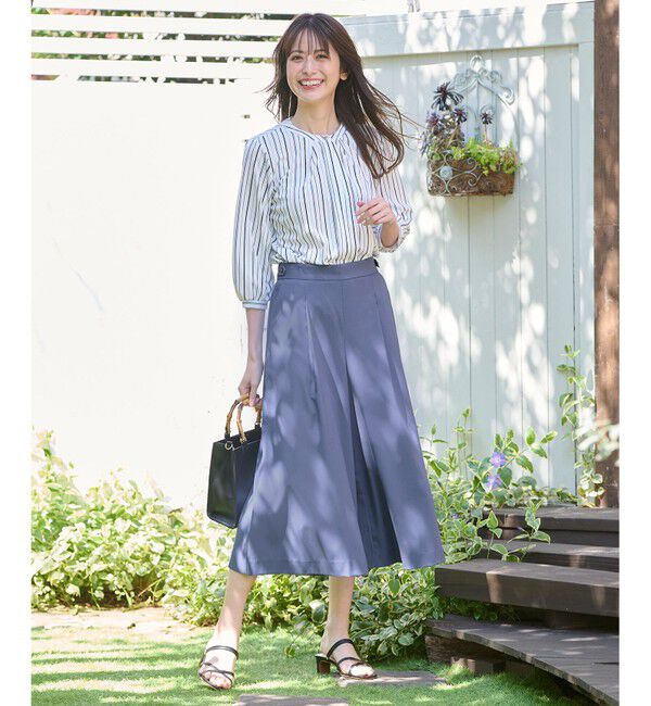 ANY SIS「【接触冷感・吸水速乾・UVケア】エアリードレープスムース 七分袖ブラウス」|シャツ・ブラウス|