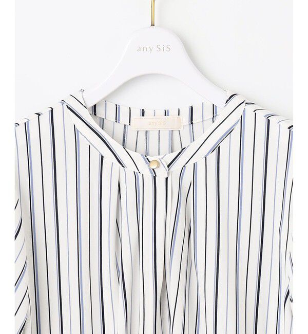 ANY SIS「【接触冷感・吸水速乾・UVケア】エアリードレープスムース 七分袖ブラウス」|シャツ・ブラウス|