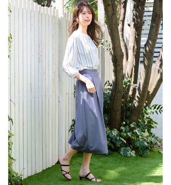 ANY SIS「【接触冷感・吸水速乾・UVケア】エアリードレープスムース 七分袖ブラウス」|シャツ・ブラウス|