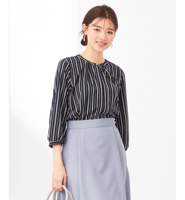 ANY SIS「【接触冷感・吸水速乾・UVケア】エアリードレープスムース 七分袖ブラウス」|シャツ・ブラウス|ﾈｲﾋﾞｰｽ