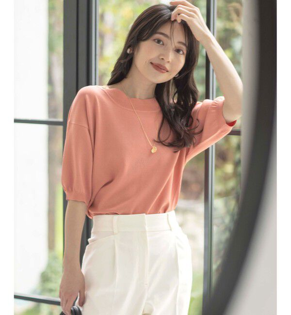 ANY SIS「【接触冷感・UVケア】フロント切替 プルオーバー」|ニット・セーター|コーラル