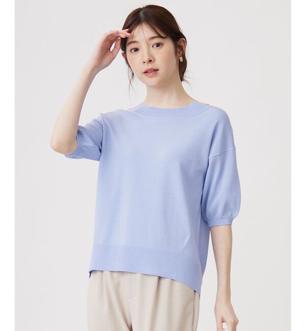 ANY SIS「【接触冷感・UVケア】フロント切替 プルオーバー」|ニット・セーター|ライトブルー