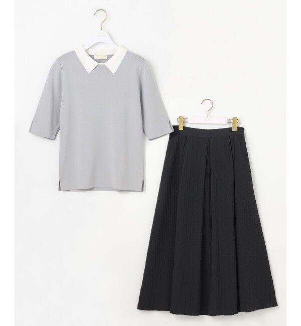 any SiS「【好印象企画】襟配色ニット&times;タックスカートセット」|スーツ|