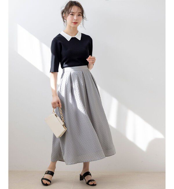 any SiS「【好印象企画】襟配色ニット&times;タックスカートセット」|スーツ|