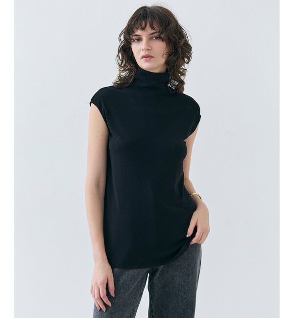 BEIGE,「【洗える・VERY 6月号掲載】MELLE / ジャージーハイネックカットソー」|Tシャツ・カットソー|Black