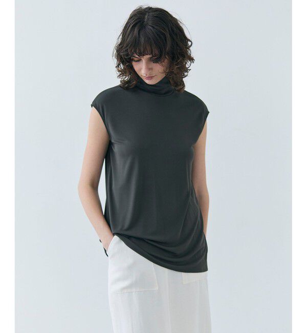 BEIGE,「【洗える・VERY 6月号掲載】MELLE / ジャージーハイネックカットソー」|Tシャツ・カットソー|Khaki