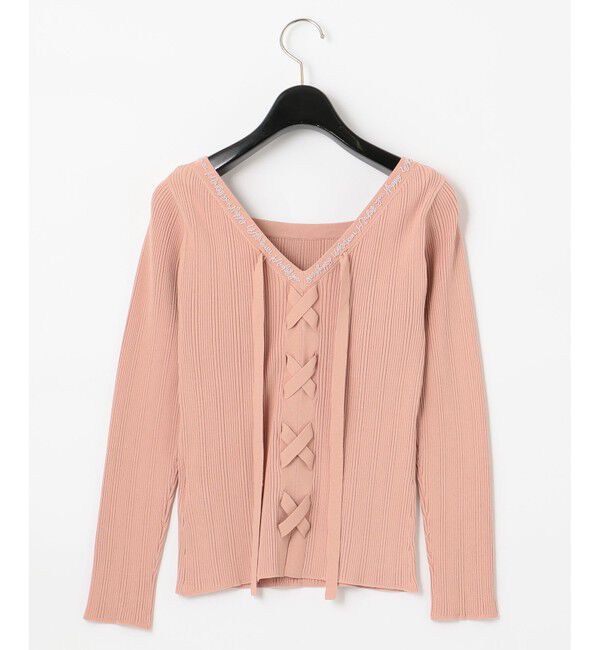 GRACE CONTINENTAL「レースアップリブニットトップ」|ニット・セーター|