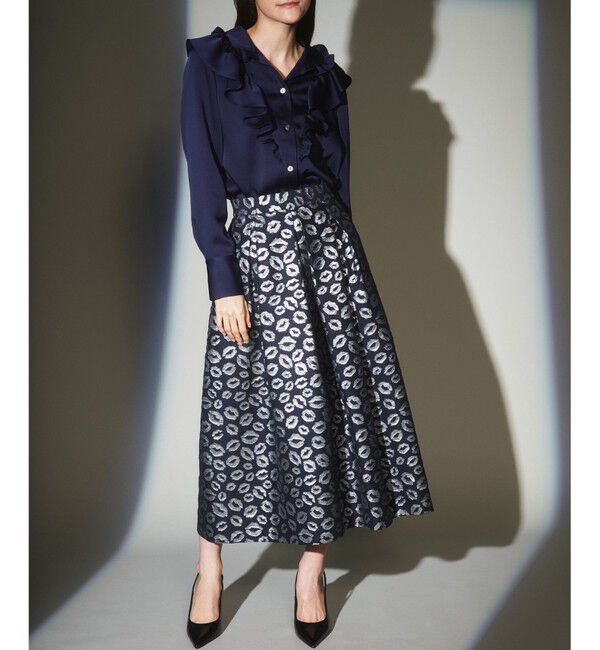  「リップジャガードスカート」|スカート|ネイビー