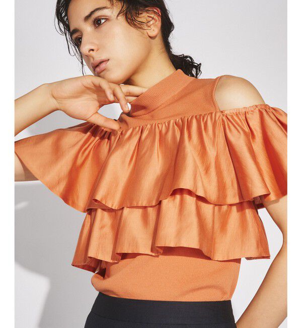  「フリルリブニットトップ」|Tシャツ・カットソー|