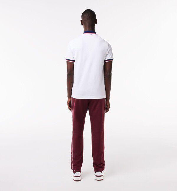 LACOSTE「配色ボーダーリブニット鹿の子地ポロシャツ」|ポロシャツ|