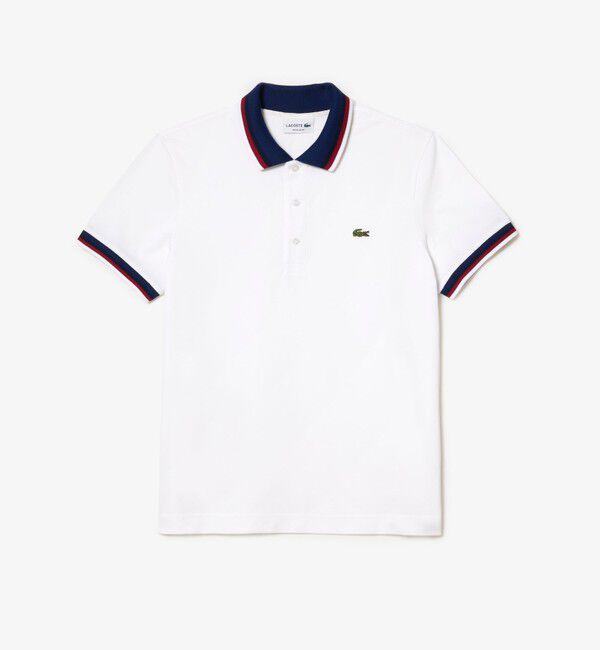 LACOSTE「配色ボーダーリブニット鹿の子地ポロシャツ」|ポロシャツ|