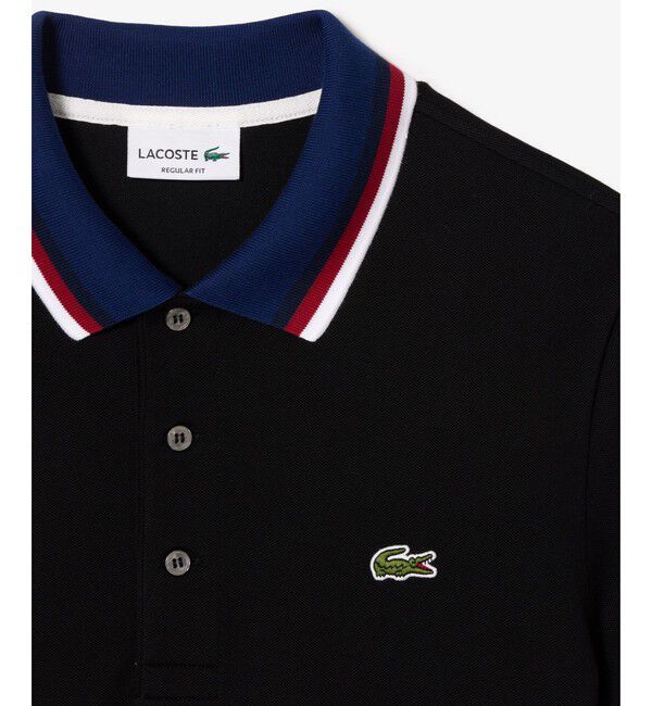 LACOSTE「配色ボーダーリブニット鹿の子地ポロシャツ」|ポロシャツ|