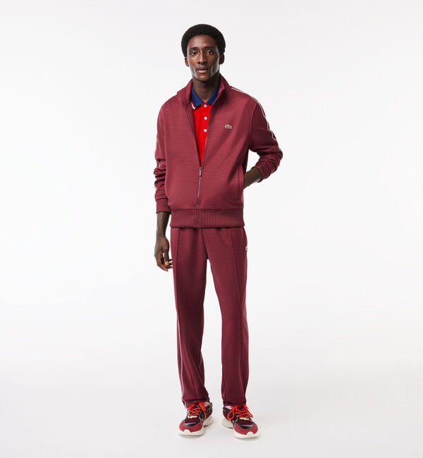 LACOSTE「配色ボーダーリブニット鹿の子地ポロシャツ」|ポロシャツ|