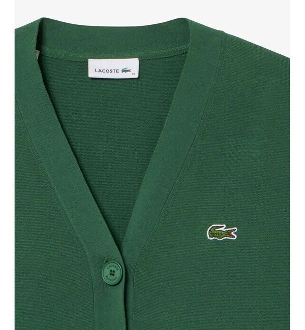 LACOSTE「クロップド丈 ミラノリブニットVネックカーディガン」|カーディガン|