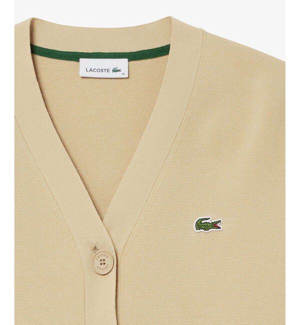 LACOSTE「クロップド丈 ミラノリブニットVネックカーディガン」|カーディガン|