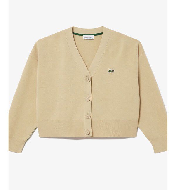 LACOSTE「クロップド丈 ミラノリブニットVネックカーディガン」|カーディガン|