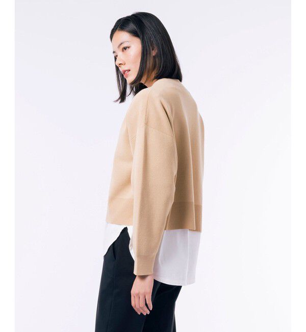 LACOSTE「クロップド丈 ミラノリブニットVネックカーディガン」|カーディガン|