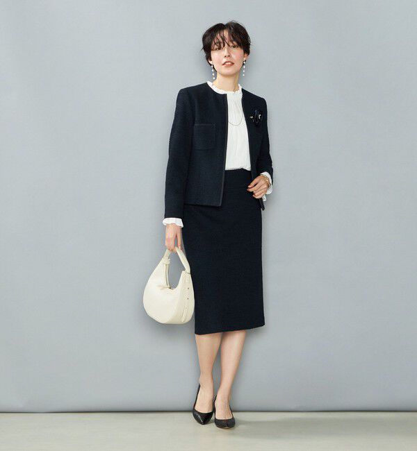 NOLLEY'S「《セットアップ対応》コンパクトインレイクルーネックジャケット」|ノーカラージャケット|