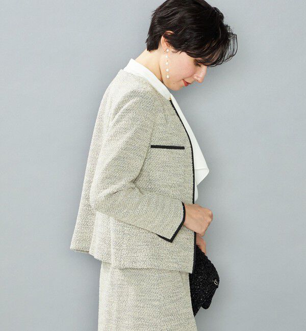 NOLLEY'S「《セットアップ対応》コンパクトインレイクルーネックジャケット」|ノーカラージャケット|