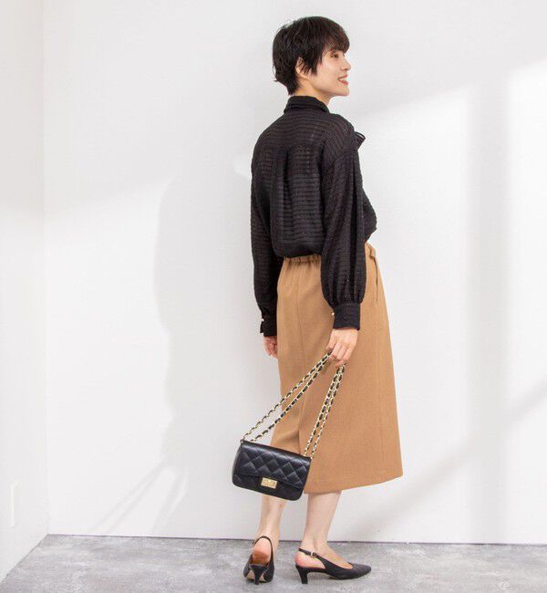 NOLLEY'S sophi「ウォッシャブルウール調ベルト付きタイトスカート」|タイト|