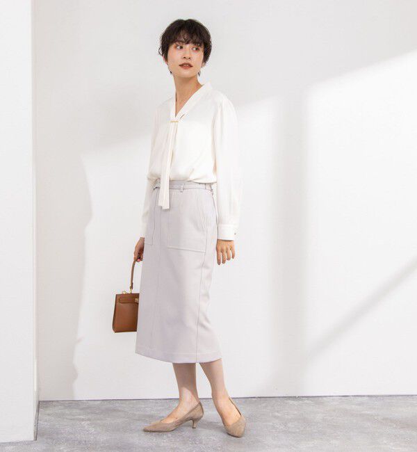 NOLLEY'S sophi「ウォッシャブルウール調ベルト付きタイトスカート」|タイト|
