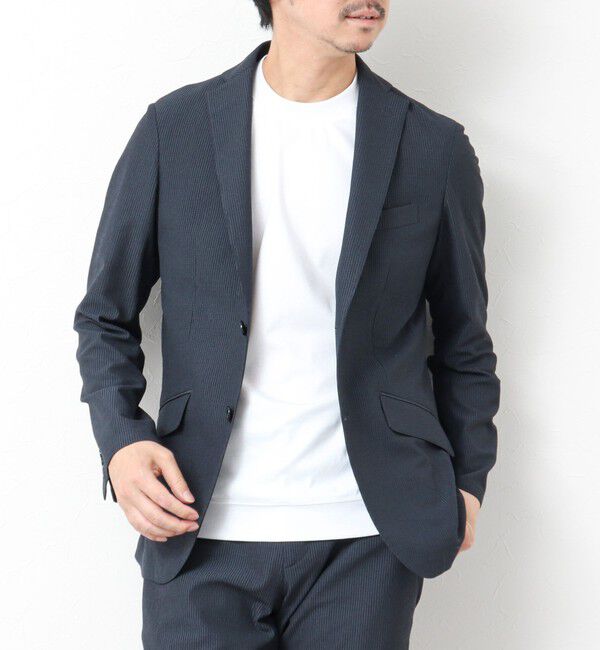 NOLLEY'S goodman「《ビジカジ/セットアップ対応》ドットサッカーストレッチジャケット 25SS」|テーラードジャケット|