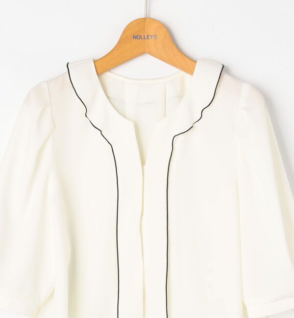 NOLLEY'S「ストレッチジョーゼット配色フリルブラウス」|シャツ・ブラウス|