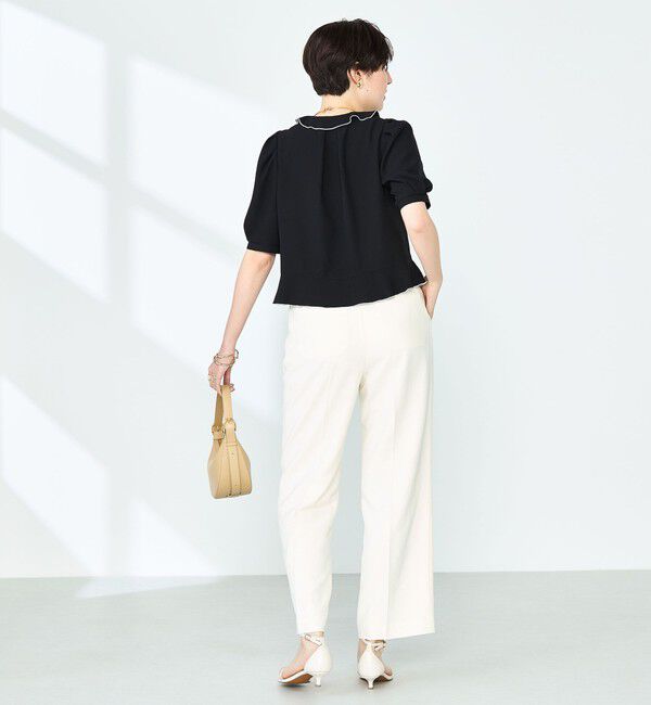 NOLLEY'S「ストレッチジョーゼット配色フリルブラウス」|シャツ・ブラウス|