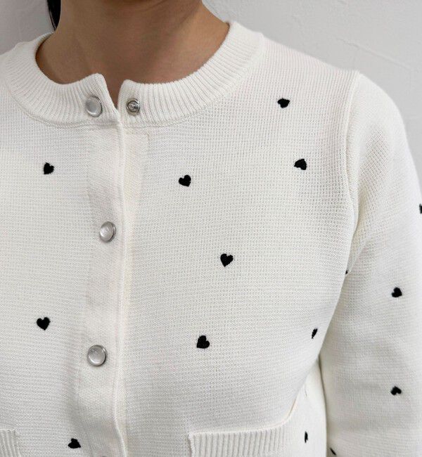 fredy emue「ハート刺繍ミラノリブカーディガン」|カーディガン|