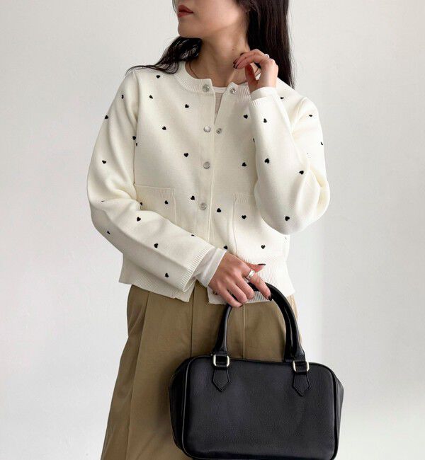 fredy emue「ハート刺繍ミラノリブカーディガン」|カーディガン|