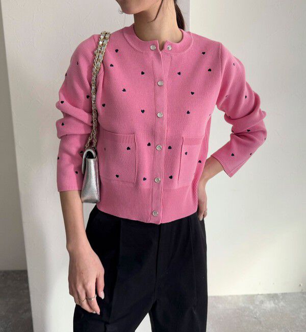 fredy emue「ハート刺繍ミラノリブカーディガン」|カーディガン|