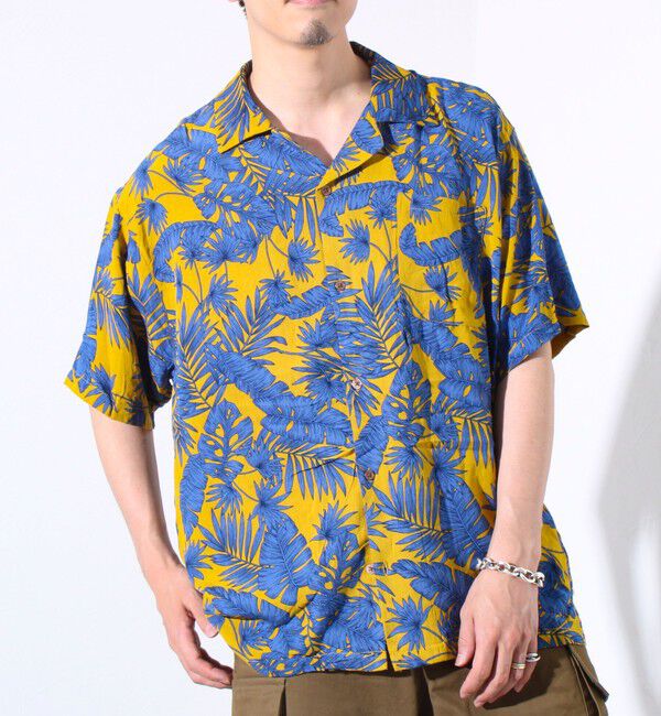 FREDY MAC「【FREDYMAC/フレディマック】レーヨンアロハシャツ オープンカラーシャツ ボタニカルプリント」|シャツ・ブラウス|イエロー系その他