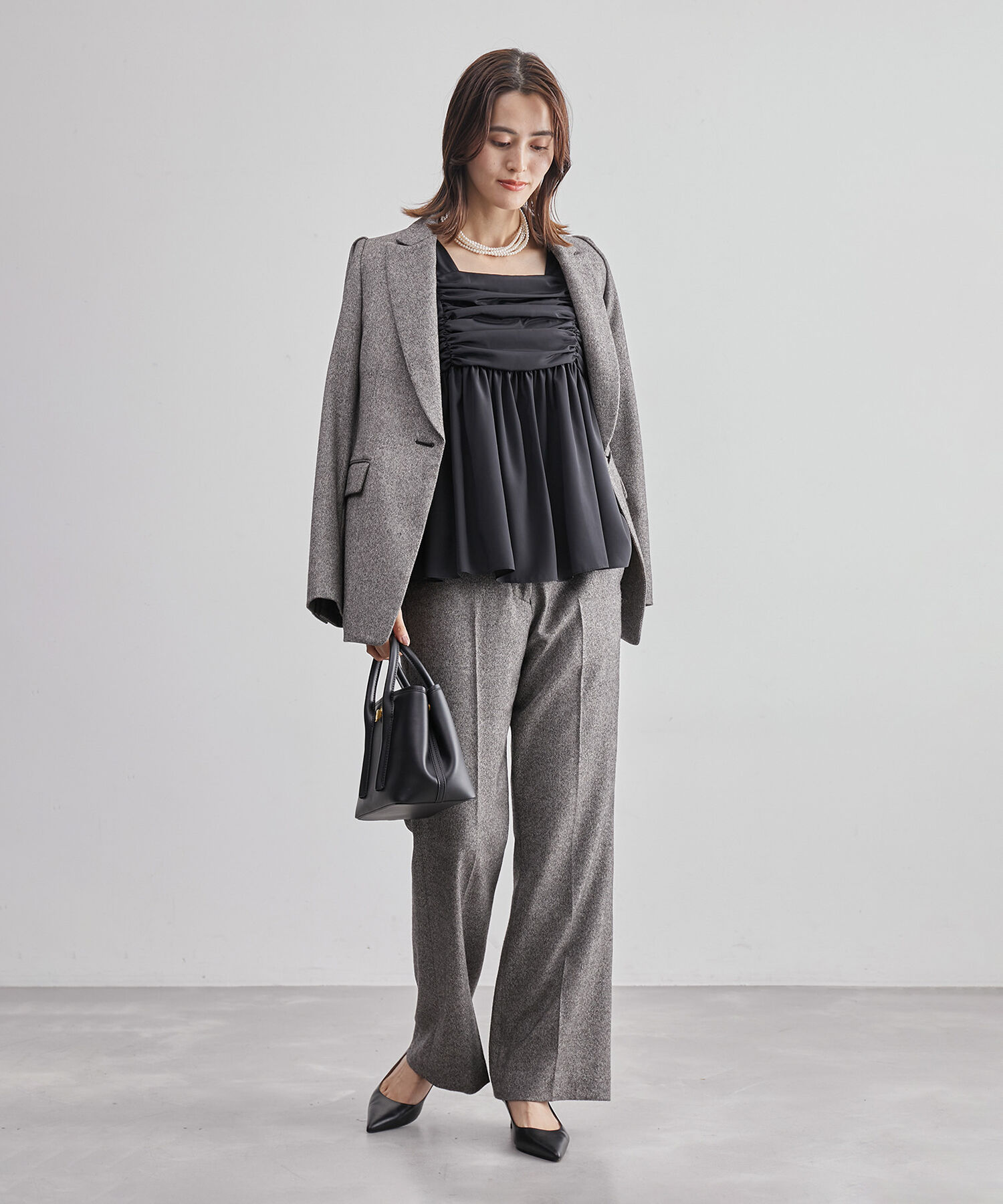 ROPE「スクエアネックペプラムブラウス」|シャツ・ブラウス|