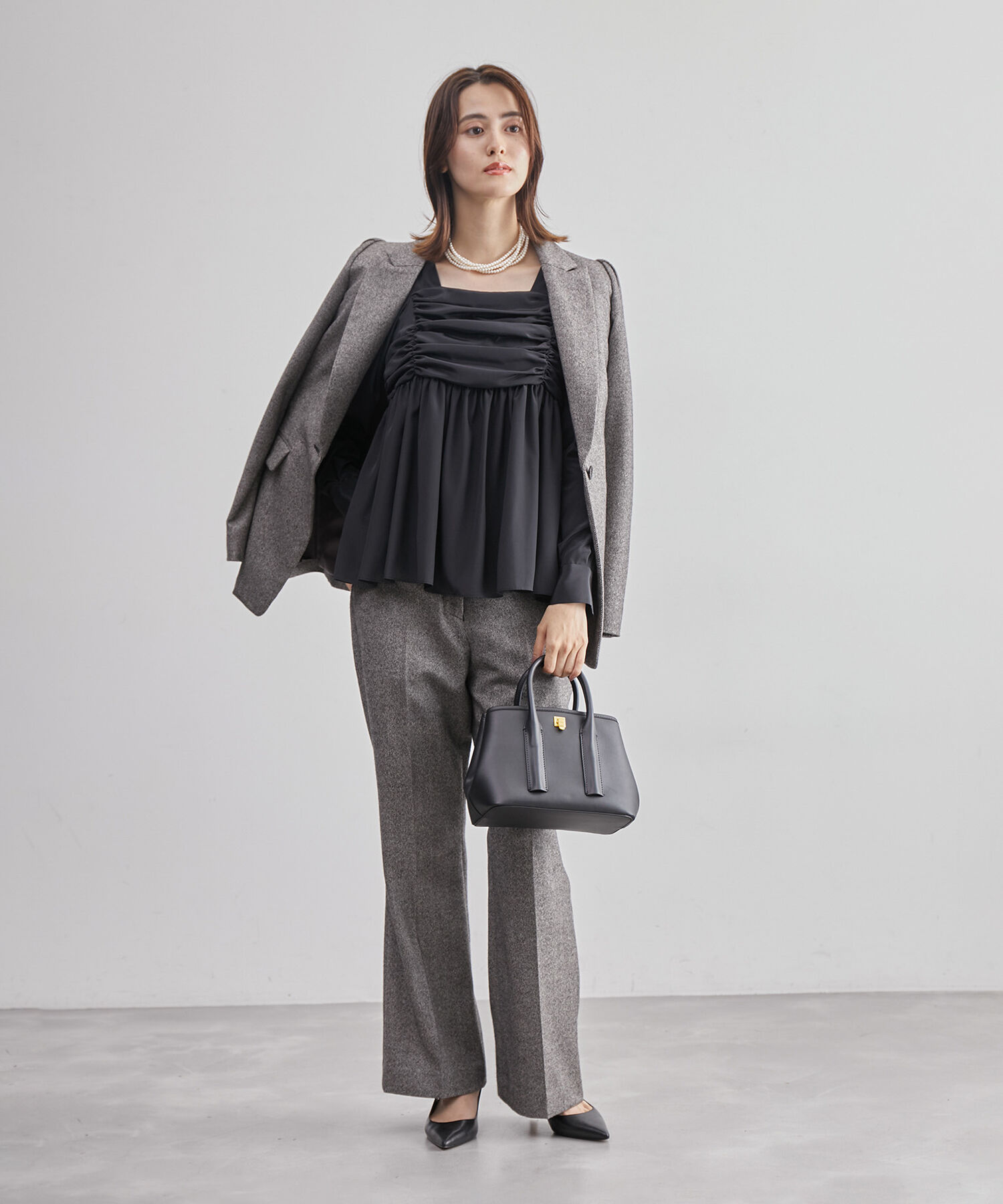 ROPE「スクエアネックペプラムブラウス」|シャツ・ブラウス|