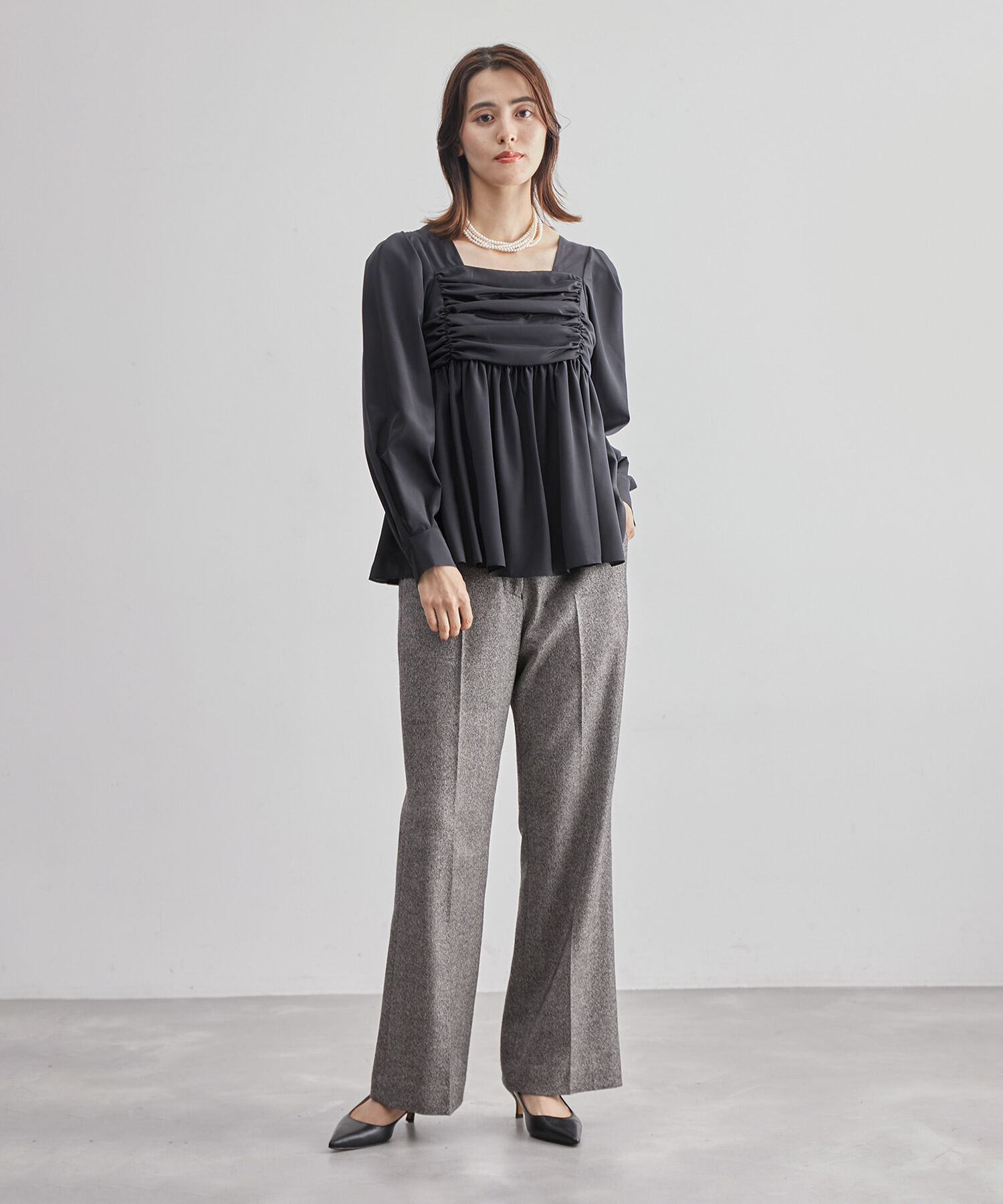 ROPE「スクエアネックペプラムブラウス」|シャツ・ブラウス|