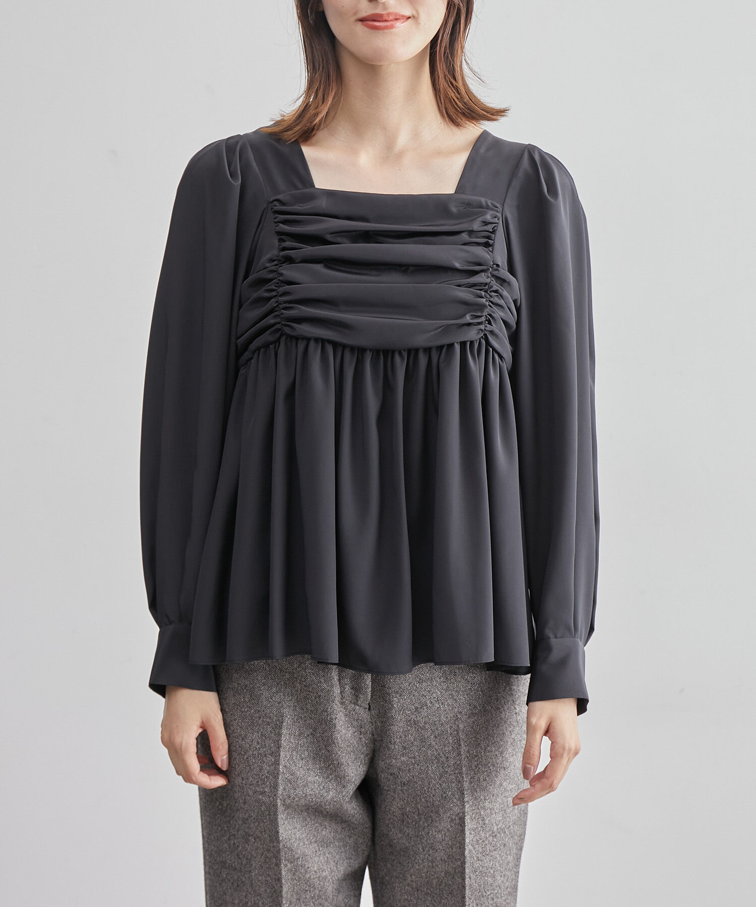 ROPE「スクエアネックペプラムブラウス」|シャツ・ブラウス|